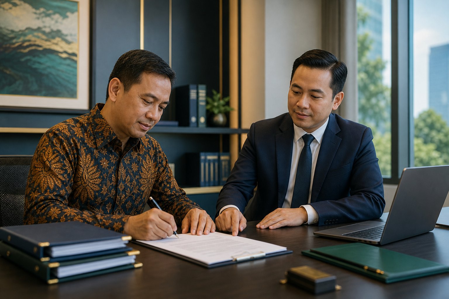 Wajib pajak menandatangani surat kuasa bersama konsultan pajak